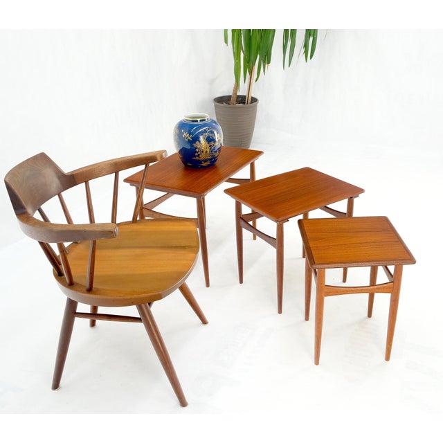 Mid-Century Modern Set of 3 Danish Mid-Century Modern Teak Nesting Side Occasional Tables Mint! For Sale - Image 3 of 14