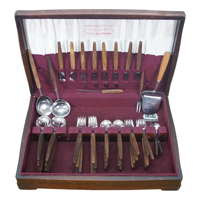 Mid 20th Century 42 Pc Tias Eckhoff Lundtofte Danish Modern Dansk Rosewood Flatware Silverware For Sale