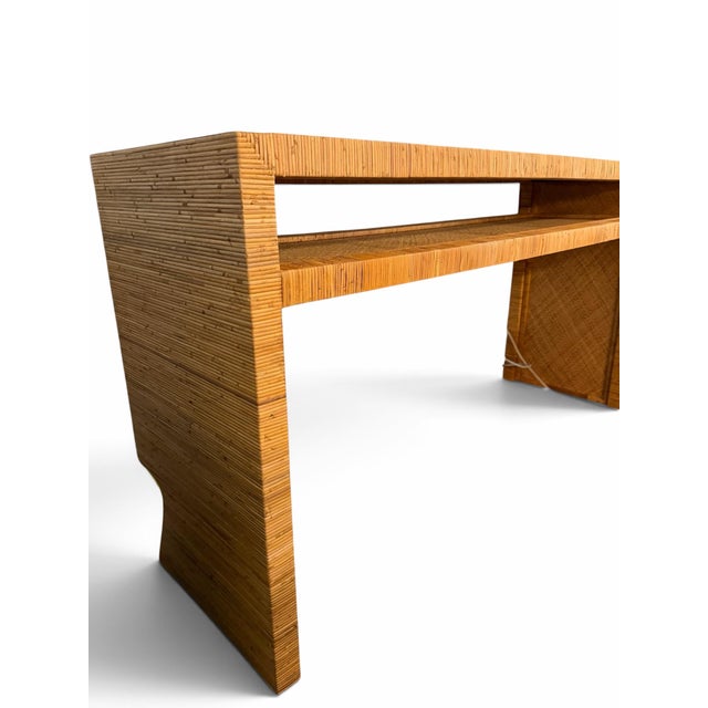 Universal Furniture Coastal Living "Long Key" Wrapped Split Rattan Console Table For Sale In West Palm - Image 6 of 7