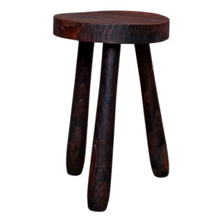 Brutalist Primitive Tripod Stool in Wood For Sale