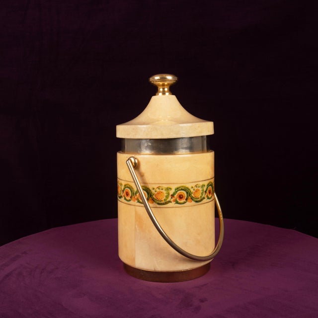 Mod. 1225D Goatskin Parchment Ice Bucket by Aldo Tura, 1970 For Sale - Image 14 of 18