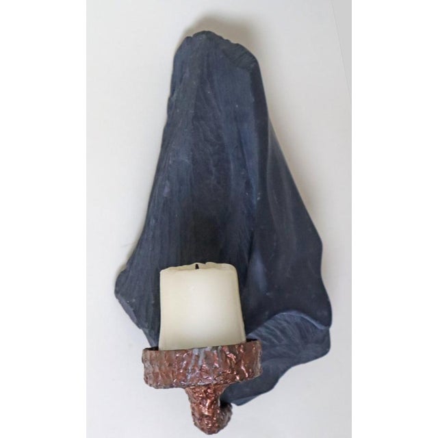 Mid-Century Modern Slate and Copper Wall Candleholder, 1960s For Sale - Image 6 of 13