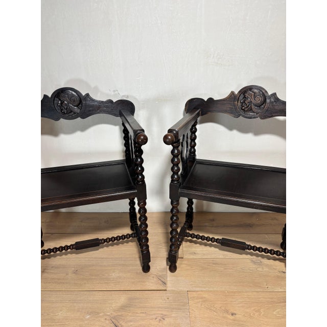 Pair of Spanish Barley Twist Armchairs, Baroque Revival, Early 20th Century For Sale - Image 10 of 13