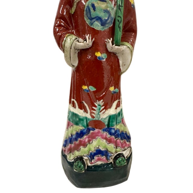Mid-20th Century Chinese Wucai Emperor and Empress Figures For Sale - Image 9 of 13