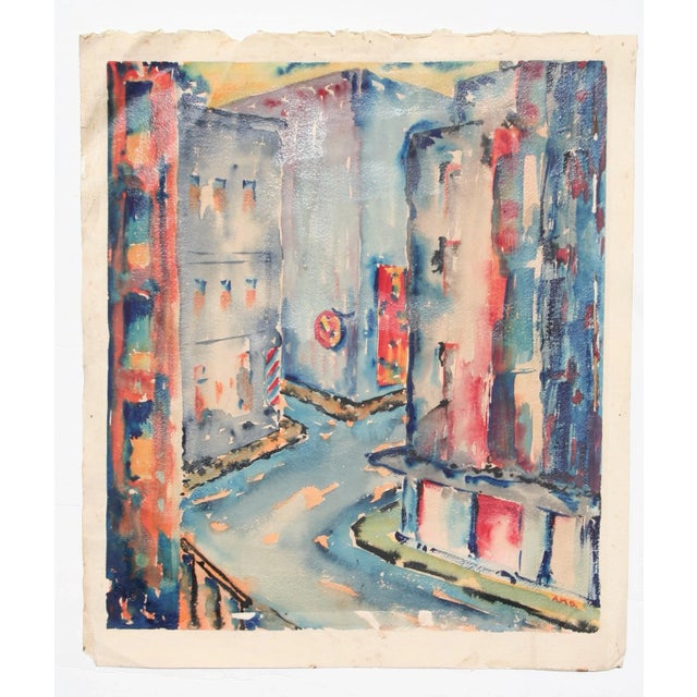 Vintage Abstract Fauvist Colorful Cityscape Painting For Sale - Image 9 of 9