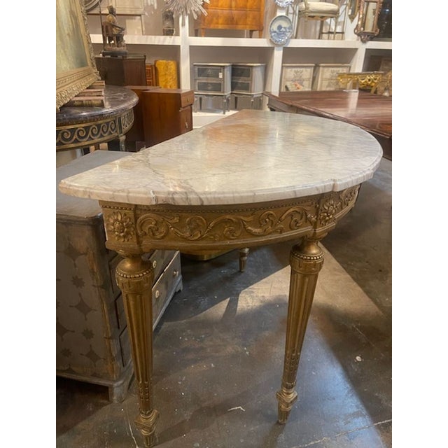 19th C. French Louis XVI Giltwood Console For Sale - Image 9 of 9
