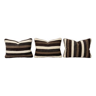 Brown Striped Kilim Pillow Cover 16'' X 24'' - Set of Three For Sale