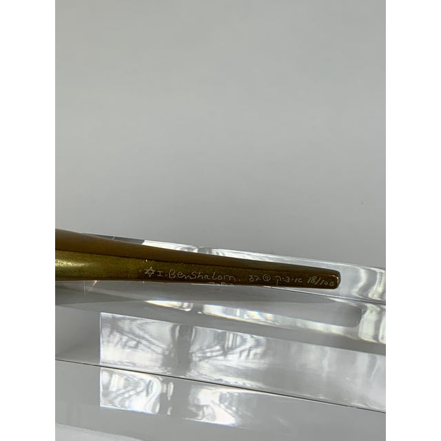 Mid 20th Century Modernist Figurative Bronze Sculpture on Lucite by Ben Shalom For Sale - Image 10 of 11
