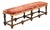 Italian 1820s Walnut Bench with Red Fabric, Turned Legs and Stretchers For Sale