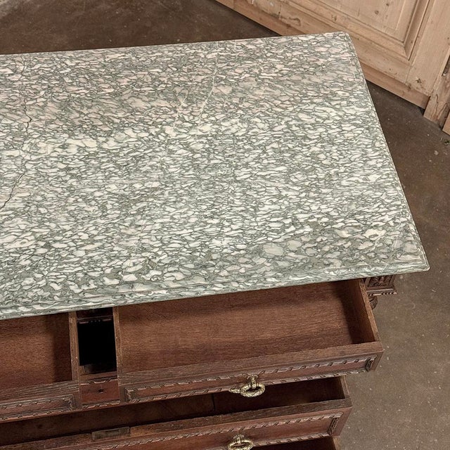 19th Century French Louis XVI Walnut Marble Top Commode For Sale - Image 15 of 16