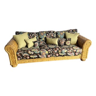 Boho Chic Woven Rattan Bamboo Sofa by Ralph Lauren For Sale