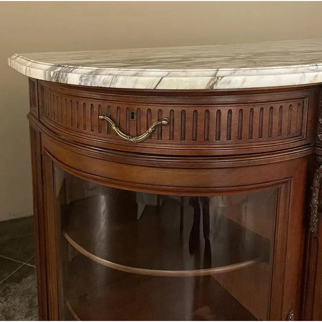 19th Century Louis XVI Marble Top Walnut Display Buffet by Kint of Gand For Sale - Image 10 of 13