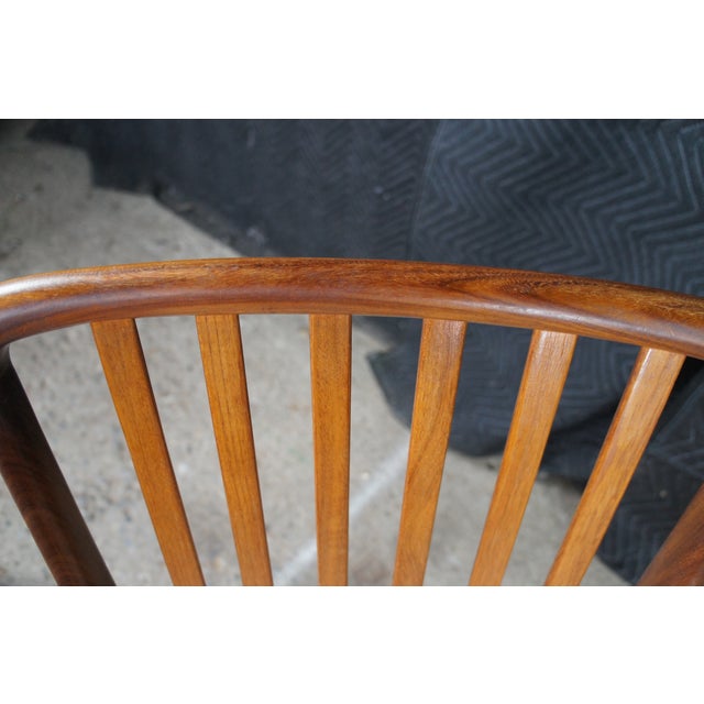 1980s Set of 8 Otmar Danish Scandinavian Modern Teak Slat Back Dining Chairs MCM For Sale - Image 13 of 13
