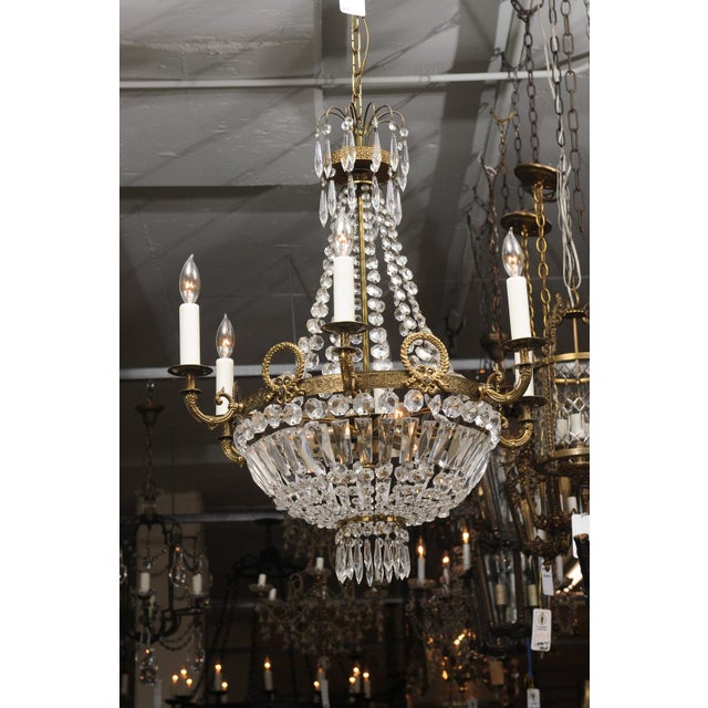 9-Light Crystal French Empire Chandelier, Early 20th C. For Sale - Image 11 of 14