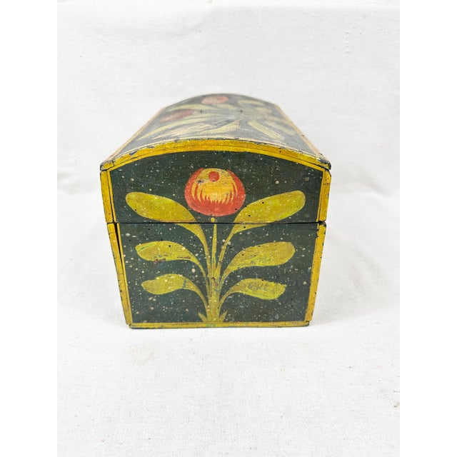French Antique French 19th Century Hand Painted Polychrome Trunk For Sale - Image 3 of 12
