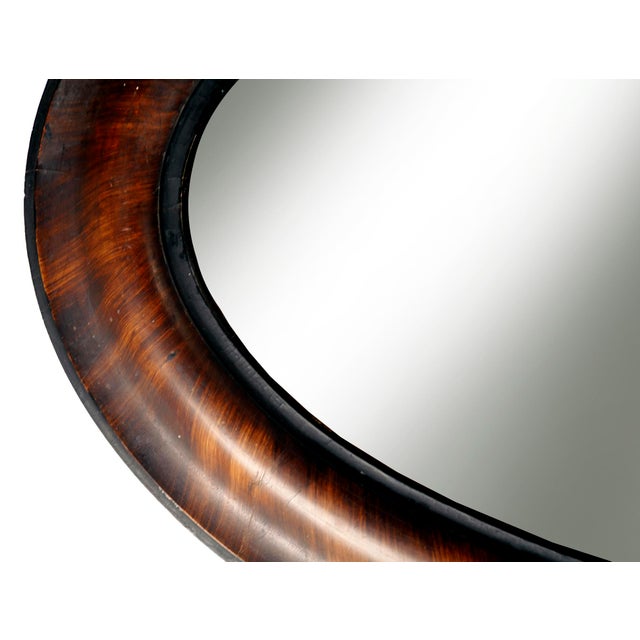 1920s Antique Oval Wood Wall Mirror For Sale - Image 5 of 11