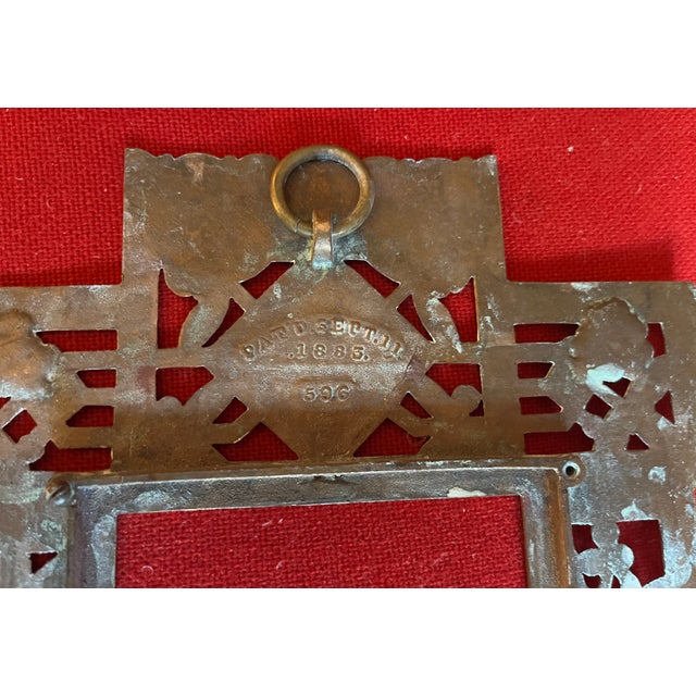 Antique 19th Century Aesthetic Movement Brass Architectural Grills or Picture Frames for Mirrors Dated 1883 - A Pair For Sale - Image 9 of 14