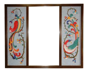 Mid 20th Century Mosaic Art Birds of Paradise Full Length Floor Mirror