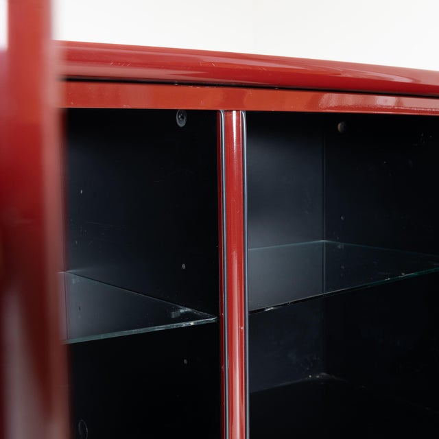 Red Lacquered Wooden Sideboard, 1970s For Sale - Image 10 of 15