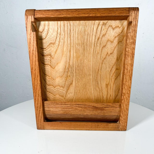 1980s Rich Oak Wood Tambour Door Sectioned Organizer Box For Sale - Image 11 of 13