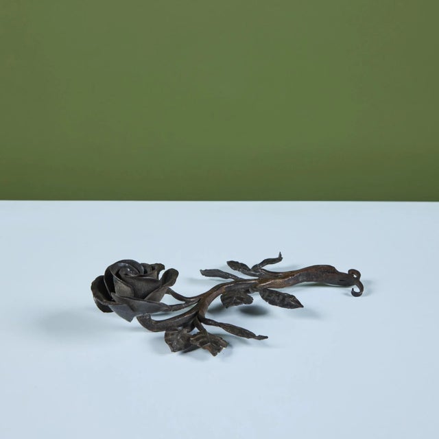 Mid-Century Modern Cast Iron Rose Sculpture For Sale - Image 3 of 12