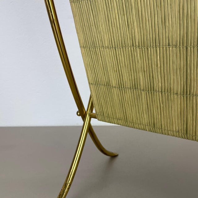 Bauhaus Brass and Bamboo Magazine Holder, Austria, 1950s For Sale - Image 11 of 16