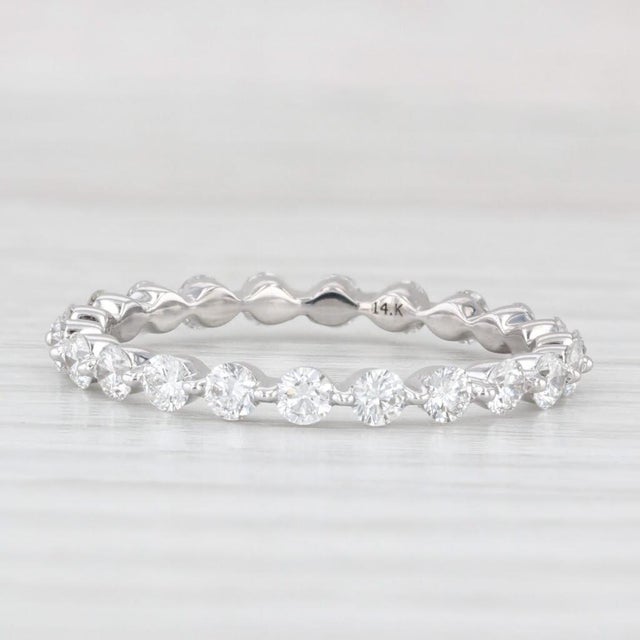 White 0.85ctw Diamond Eternity Wedding Band 14k White Gold Stackable Anniversary Ring, Size 6.25 For Sale - Image 8 of 8