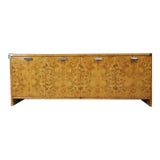 1980s Leon Rosen for Pace Collection Burlwood and Chrome Credenza For Sale