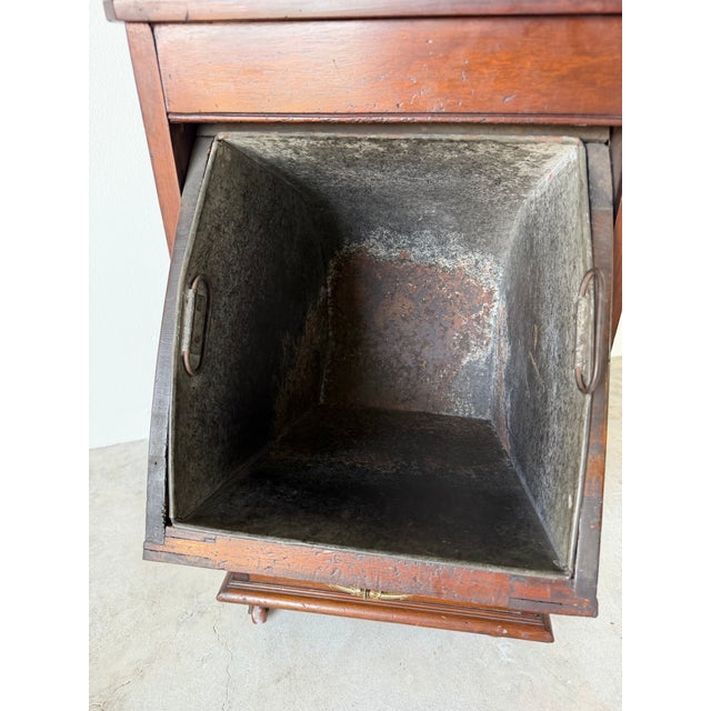 Brown Antique Edwardian Carved Wood Purdonium / Bedside Cabinet With Brass Hardware For Sale - Image 8 of 13