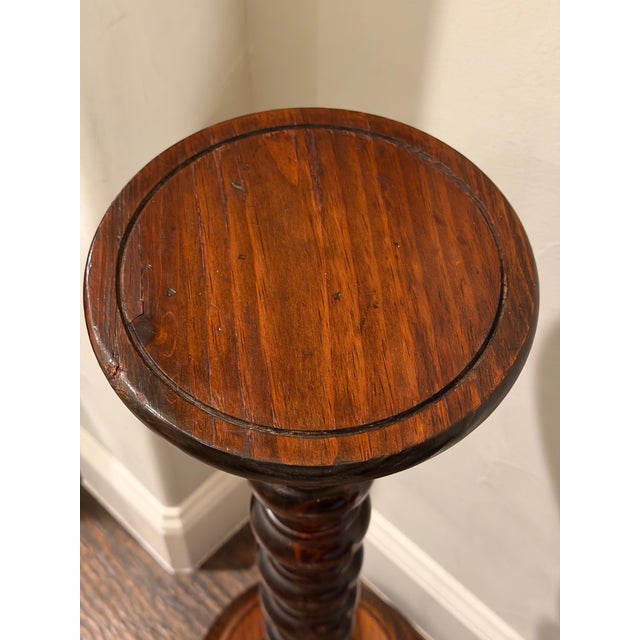 Vintage Monumental Bobbin-Turned Wood Display Pedestal or Plant Stand, 37.5” For Sale - Image 4 of 18
