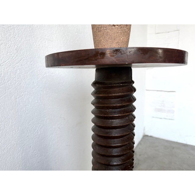 Oak Press Screw Stand with Metal Base, 19th Century For Sale - Image 14 of 18