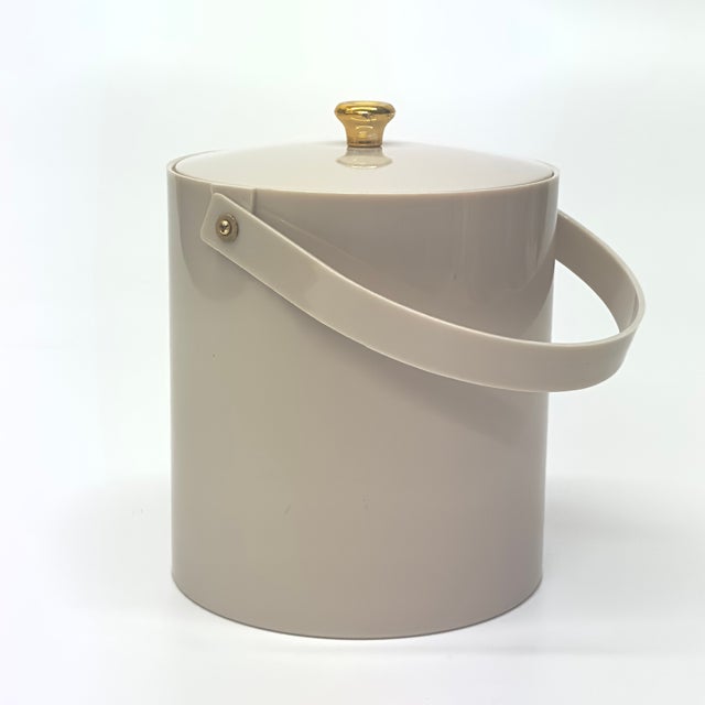 Classic Mushroom-Colored Acrylic Ice Bucket by Irvinware For Sale - Image 4 of 7