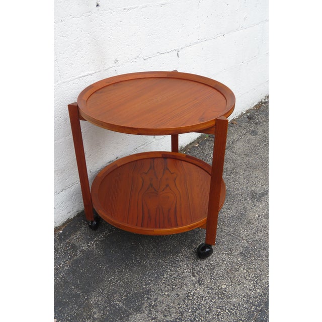 Danish Modern 1960s Round Service Teak Trolley Server Sika Møbler 6067 For Sale - Image 9 of 14