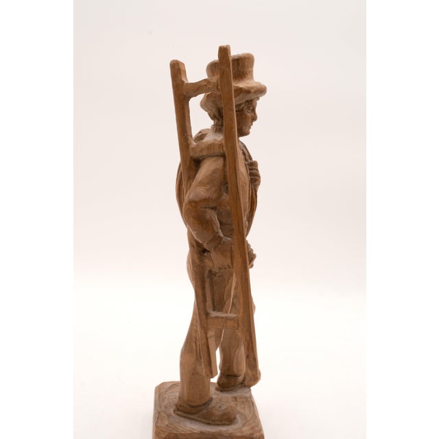 Wood Vintage German Hand Carved Man W. Ladder Figure For Sale - Image 7 of 12