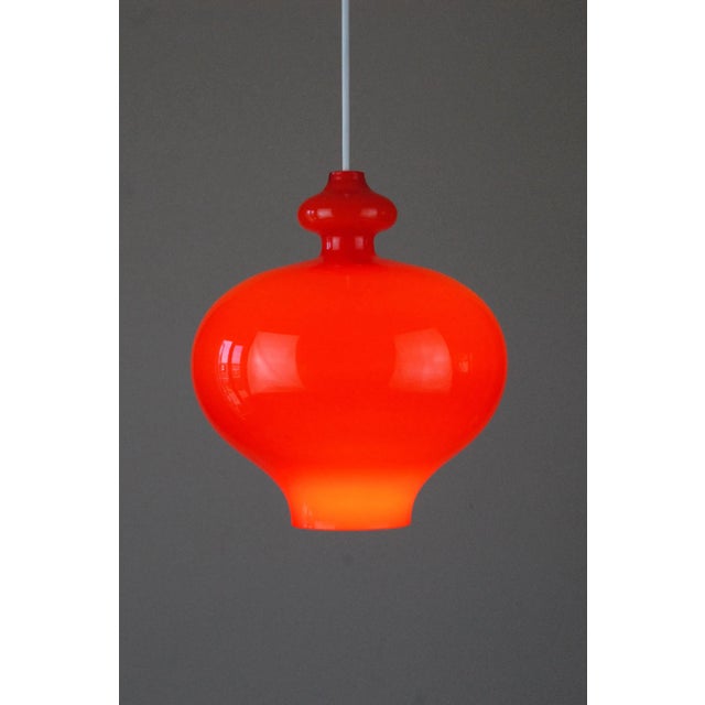 Vintage Glass Oplight 62 Pendant Lamp by Hans Agne Jakobsson for AB Markaryd / Flygsfors of Sweden For Sale - Image 4 of 10