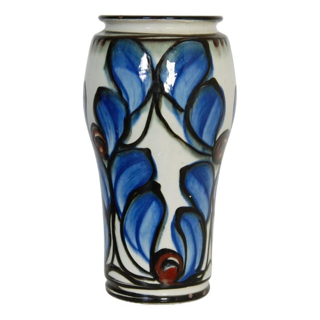 Ceramic Vase with Blue Flower Motif by Herman Kæhler, 1920s-1930s For Sale