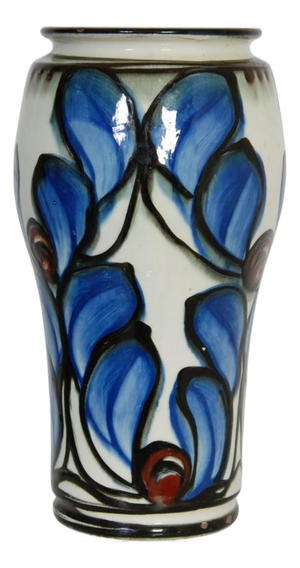 Ceramic Vase with Blue Flower Motif by Herman Kæhler, 1920s-1930s