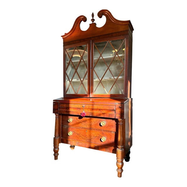 Early 19th Century Antique Federal Mahogany Secretary Writing Desk For Sale