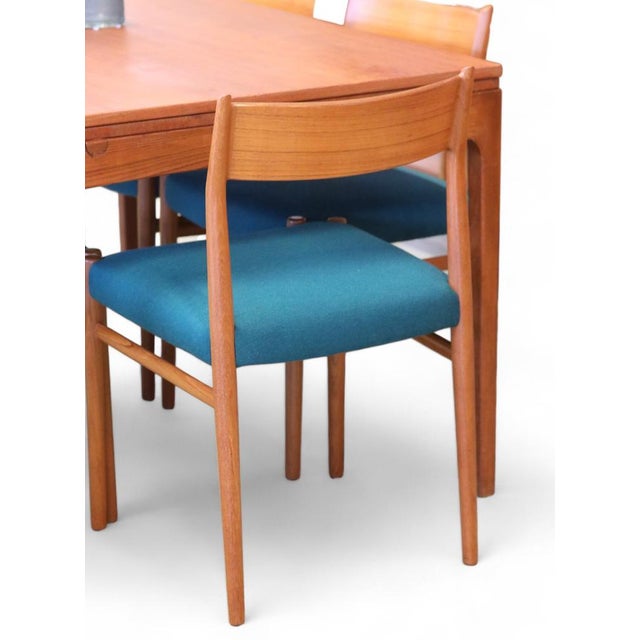 Dining Chairs Model 418 in Teak and Green Wool Upholstery by Arne Vodder for Sibast, 1960s, Set of 4 For Sale - Image 9 of 18