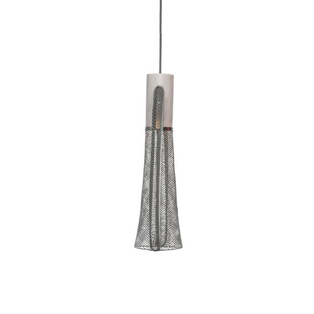Contemporary Galvanized Iron Wire Pendant, Grey, Large - Petiole Collection by Schema for Oggetti For Sale - Image 3 of 7