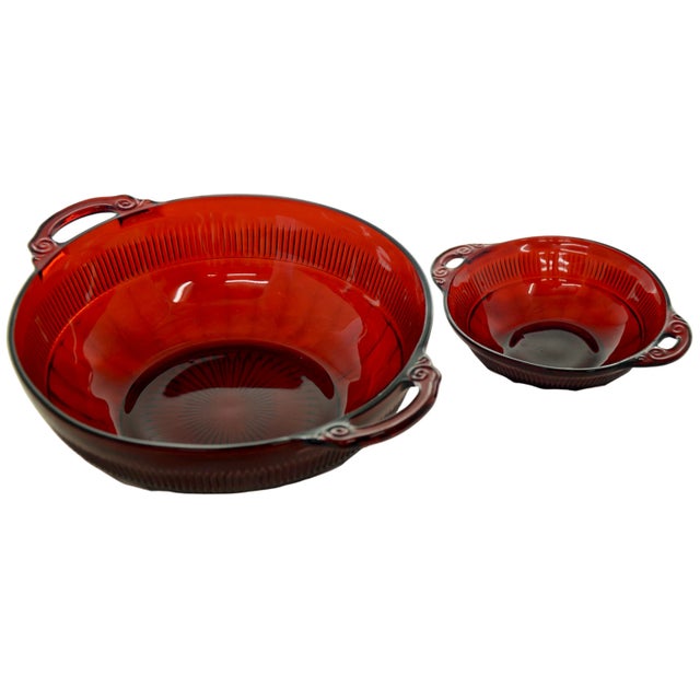 Traditional Ruby Red Glass Bowls – Set of 8 For Sale - Image 3 of 6