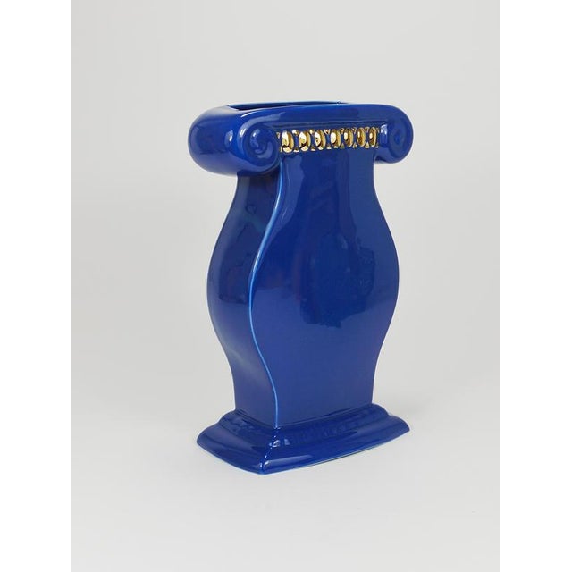 Blue Large Vintage Vase by Heide Warlamis, 1980s For Sale - Image 8 of 15