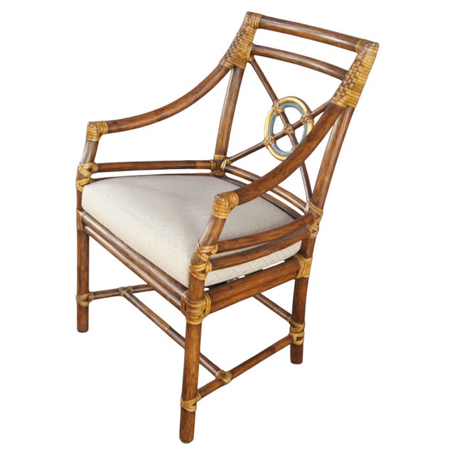 Mid-Century Modern 8 McGuire Mid Century Modern Boho Chic Bamboo Target Back Dining Chairs For Sale - Image 3 of 18