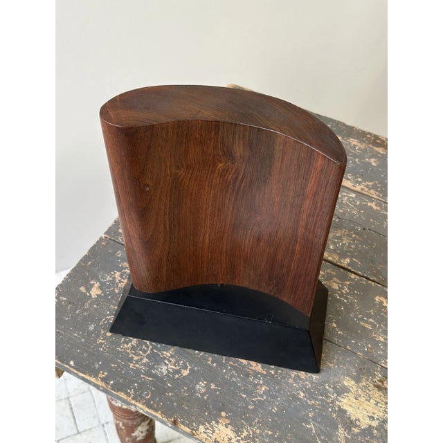 Mid 20th Century Vintage Large-Scale Teak Teardrop Fin Sculpture Mounted to Painted Wood Base by Paul Bechtold, Circa Mid 20th Century For Sale - Image 5 of 15