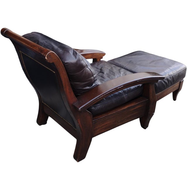 Vintage Classic Comfort & Robust, Rustic Design of Vintage Cibola Full Grain Italian Leather Armchair & Ottoman For Sale - Image 4 of 12