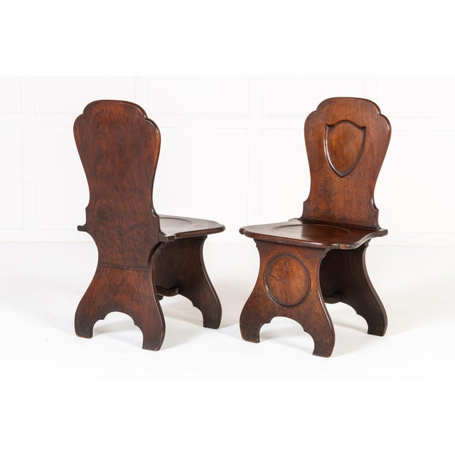 Pair of 18th century english hall chairs good size pair of 18th century george iii english mahogany hall chairs c. 1780...