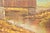 Original Artist Signed Oil Painting on Canvas Rural Landscape of "Covered Bridge" in Carved Walnut and Woven Rattan Frame For Sale In South Bend - Image 6 of 14
