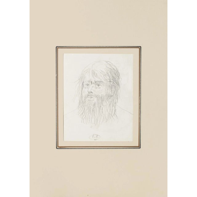 Man Head is an original monogramm drawing in pencil, realized by Russian scenographer Eugène Berman, hand-signed. Image...