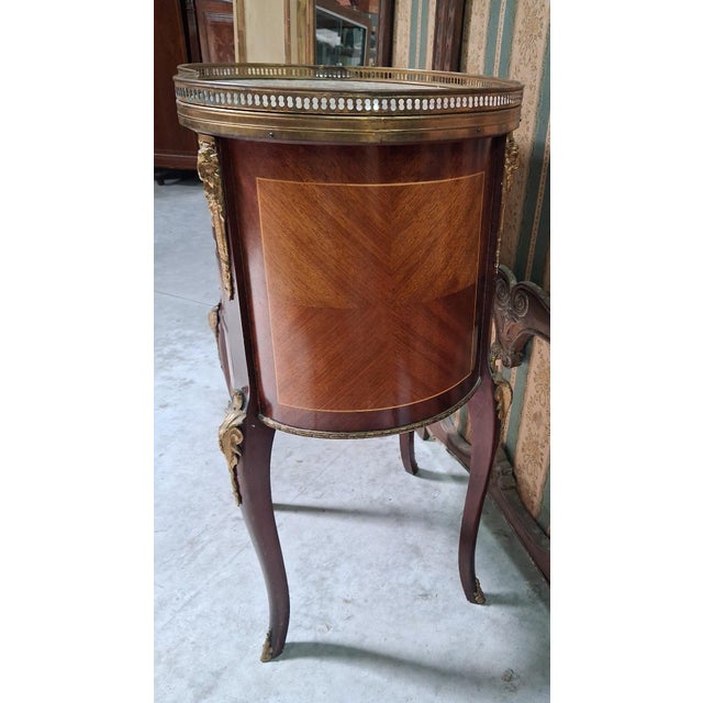 19th Century Louis XV Half Moon Commode in Marquetry and Gilt Bronze For Sale - Image 6 of 9