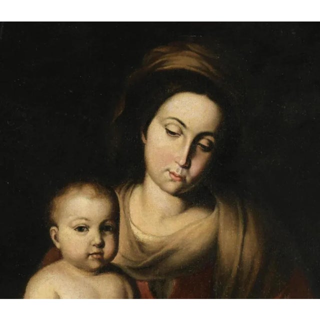 Baroque Circle of Esteban Murillo, The Virgin and Child, Oil on Canvas For Sale - Image 3 of 7